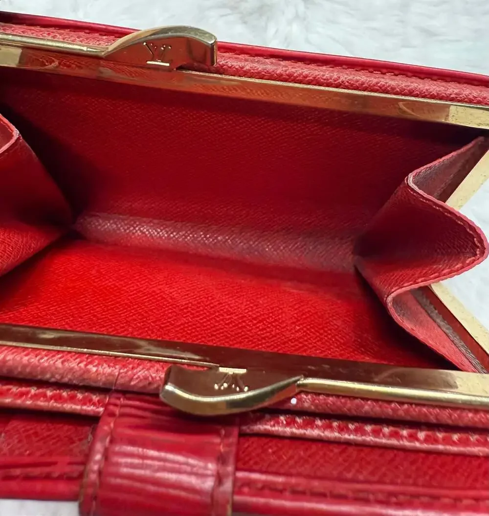 Louis Vuitton Castillan Red Epi Leather French Purse Wallet